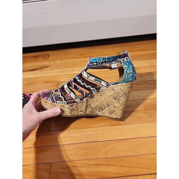 Vintage Mudd Wedge Platform Sandals Boho Hippie Y2K 90s Womens Size 9 - Picture 6 of 8